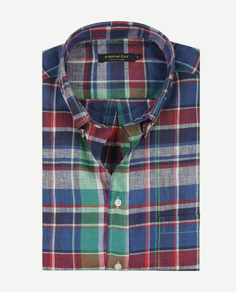 Steppin' Out overhemd linnen ruit multicolour | Regular-fit