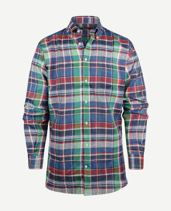 Steppin' Out overhemd linnen ruit multicolour | Regular-fit