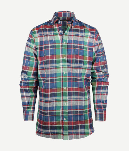 Steppin' Out overhemd linnen ruit multicolour | Regular-fit