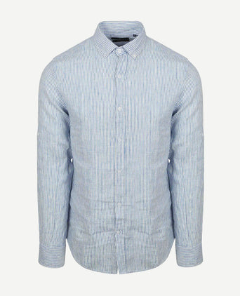 Steppin' Out overhemd linnen streep lichtblauw | Regular-fit