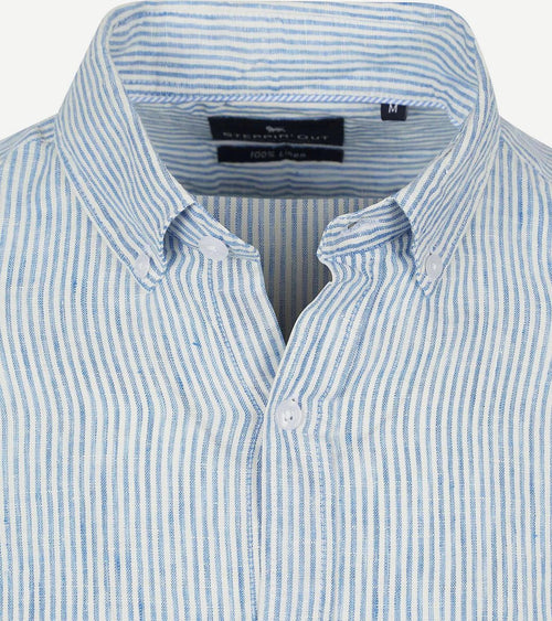 Steppin' Out overhemd linnen streep lichtblauw | Regular-fit