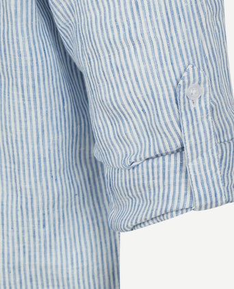 Steppin' Out overhemd linnen streep lichtblauw | Regular-fit