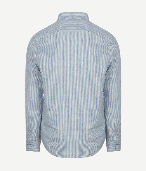 Steppin' Out overhemd linnen streep lichtblauw | Regular-fit