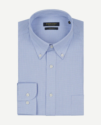Steppin' Out overhemd mini ruit lichtblauw | Regular-fit