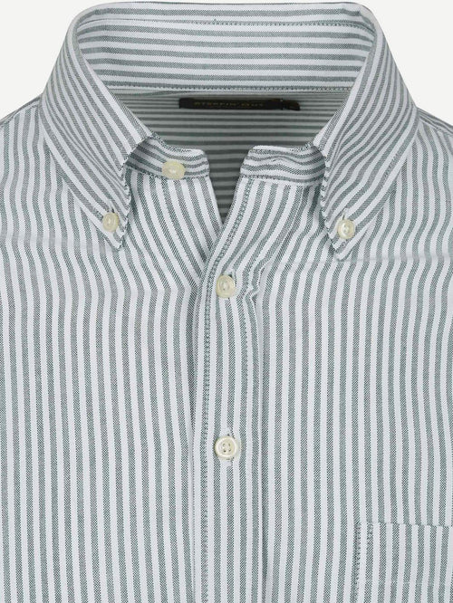 Steppin' Out overhemd Oxford borstzak streep lichtgroen | Regular-fit