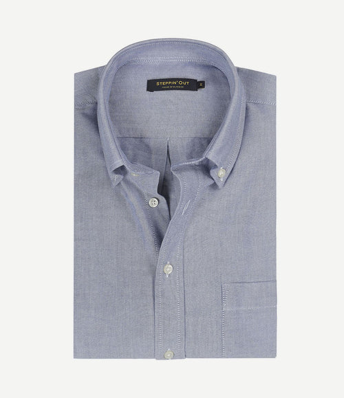 Overhemd Oxford melange blauw