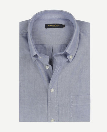 Steppin' Out overhemd Oxford melange blauw | Regular-fit