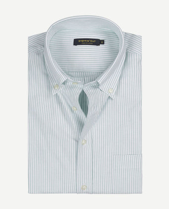 Steppin' Out overhemd Oxford streep regular fit button-down green