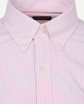 Overhemd Oxford streep roze