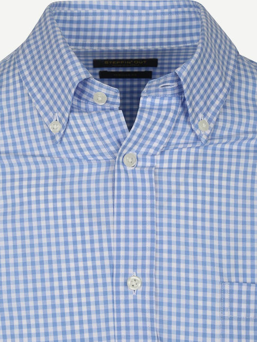 Steppin' Out overhemd ruit lichtblauw | Regular-fit