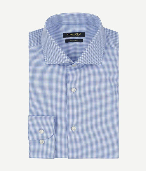 Steppin' Out overhemd ruit lichtblauw | Regular-fit
