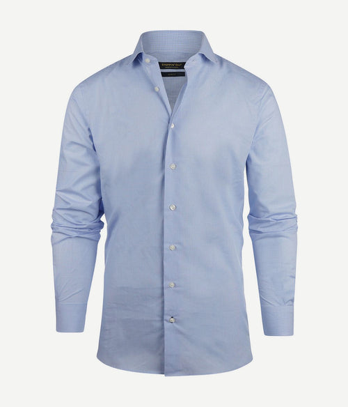 Steppin' Out overhemd slim-fit ruit lichtblauw