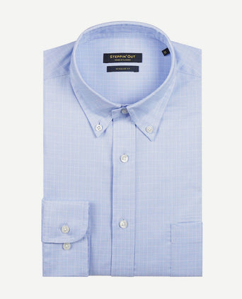 Steppin' Out overhemd ruiten blauw | Regular-fit