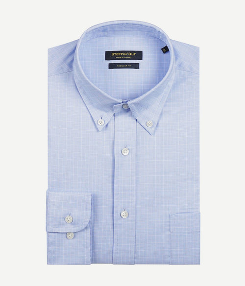 Steppin' Out overhemd ruiten blauw | Regular-fit