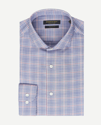 Steppin' Out overhemd ruiten blauw | Regular-fit
