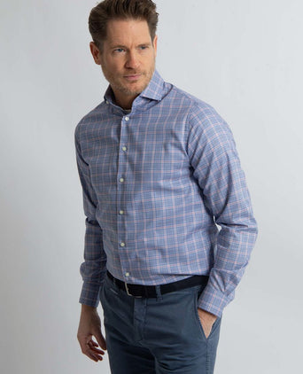 Steppin' Out overhemd ruiten blauw | Regular-fit