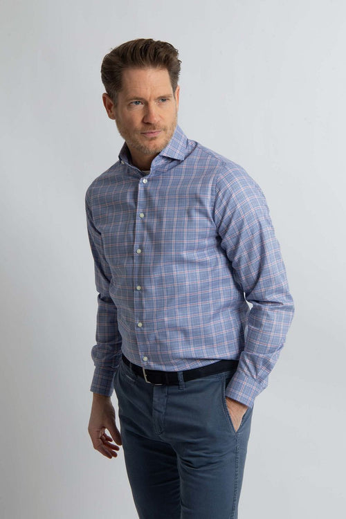 Steppin' Out overhemd ruiten blauw | Regular-fit