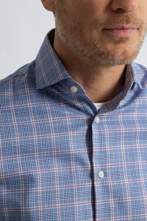 Steppin' Out overhemd ruiten blauw | Regular-fit