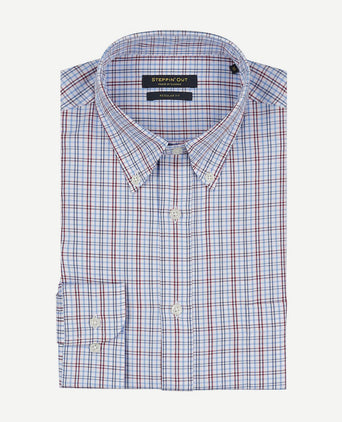 Steppin' Out overhemd ruiten blauw rood | Regular-fit