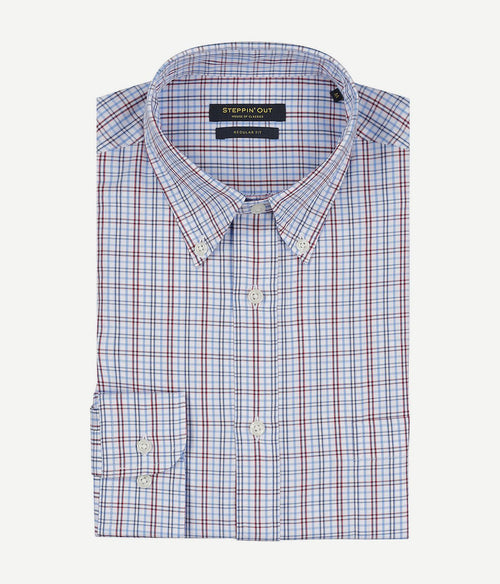 Steppin' Out overhemd ruiten blauw rood | Regular-fit