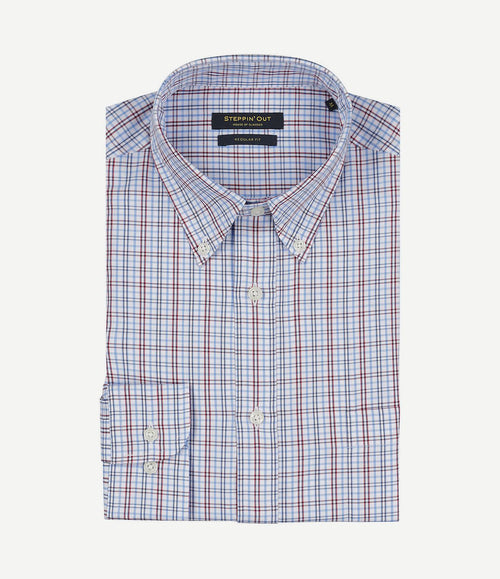 Overhemd ruiten blauw rood