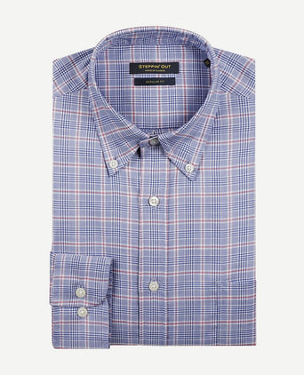 Steppin' Out overhemd ruiten blauw rood | Regular-fit