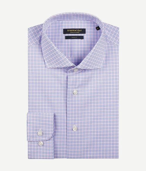 Steppin' Out overhemd slim-fit ruiten blauw rood