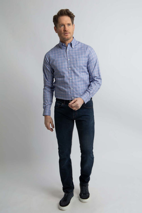 Steppin' Out overhemd ruiten blauw rood | Regular-fit