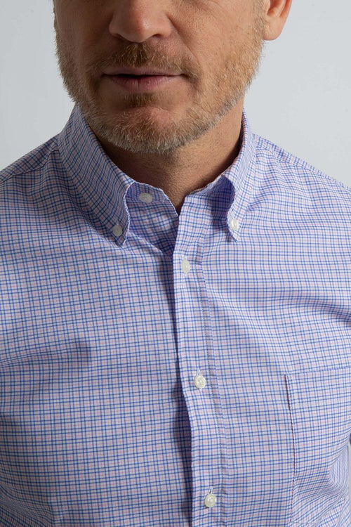 Steppin' Out overhemd ruiten blauw rood | Regular-fit
