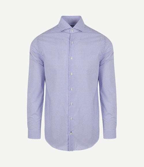 Overhemd ruiten blauw roze