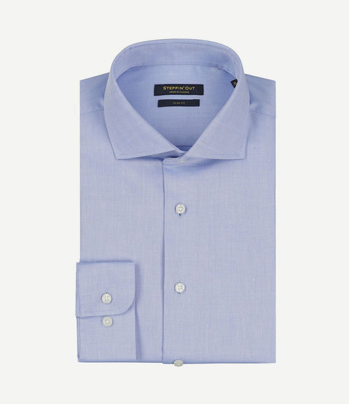 Overhemd slim-fit dobby lichtblauw