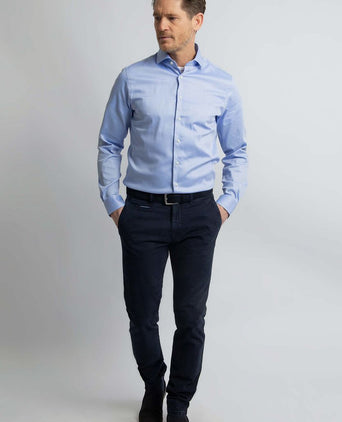 Overhemd slim-fit dobby lichtblauw