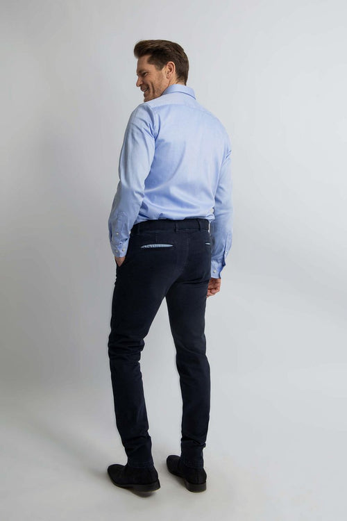 Overhemd slim-fit dobby lichtblauw