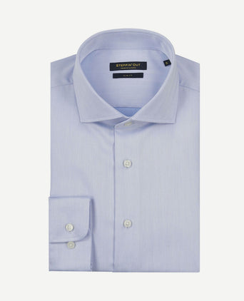 Overhemd slim-fit herringbone lichtblauw