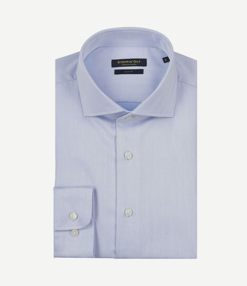 Overhemd slim-fit herringbone lichtblauw