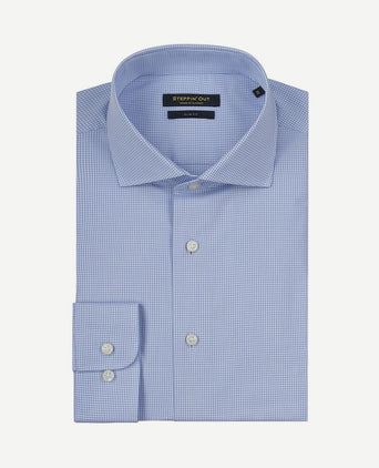 Overhemd slim-fit ruit lichtblauw