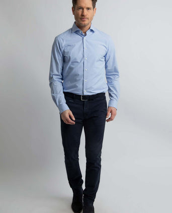 Overhemd slim-fit ruit lichtblauw