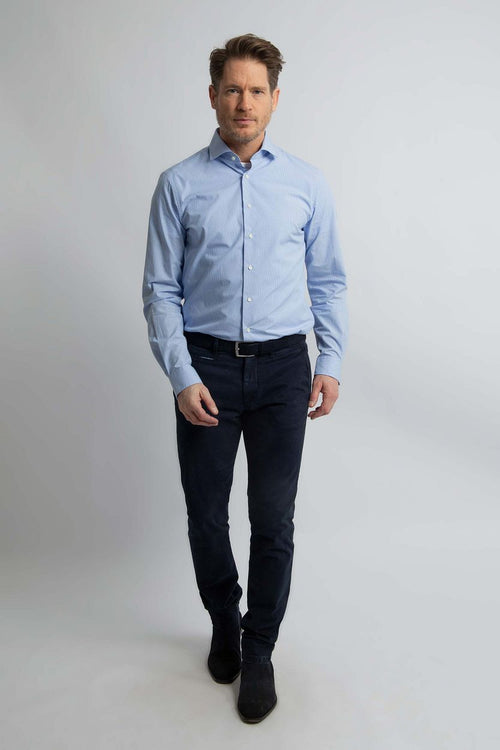 Overhemd slim-fit ruit lichtblauw