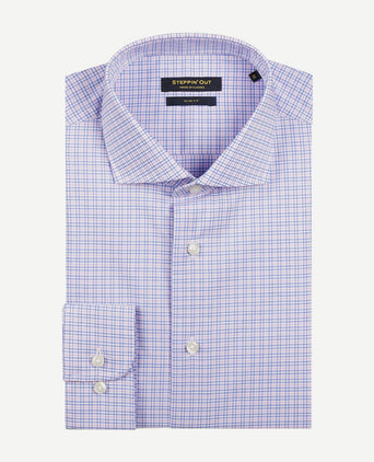 Overhemd slim-fit ruiten blauw rood