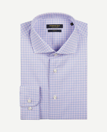 Overhemd slim-fit ruiten blauw rood
