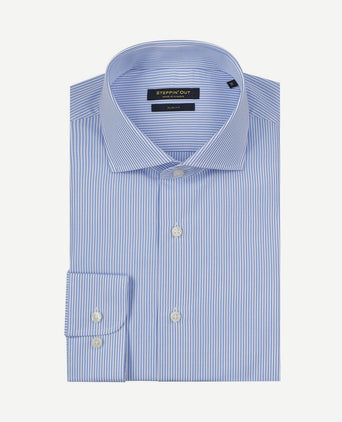 Overhemd slim-fit streep lichtblauw