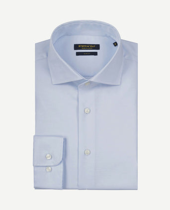 Overhemd slim-fit twill lichtblauw