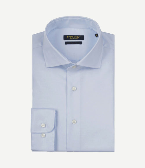 Overhemd slim-fit twill lichtblauw