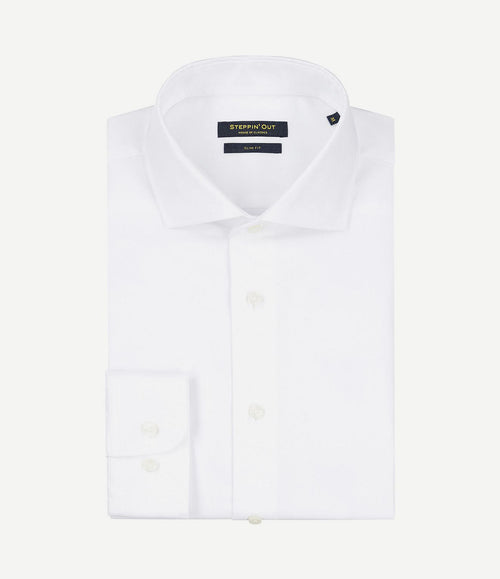 Overhemd slim-fit twill wit
