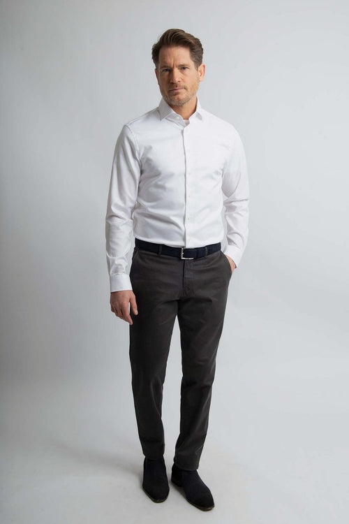 Overhemd slim-fit twill wit