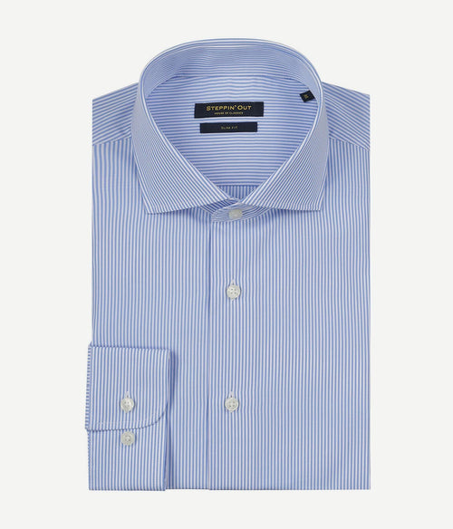 Steppin' Out overhemd slim-fit streep lichtblauw