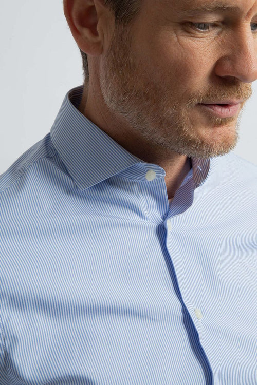 Steppin' Out overhemd streep lichtblauw | Regular-fit