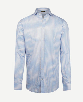 Steppin' Out overhemd streep lichtblauw rood | Regular-fit