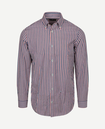 Overhemd streep donkerblauw rood