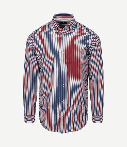 Overhemd streep donkerblauw rood